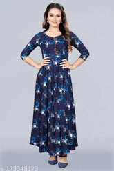 Rayon Bandhani print long kurta, three-quarter sleeves, vibrant Indian fashion